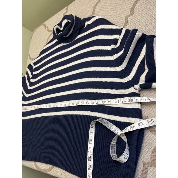 Gap relaxed fit navy white striped turtleneck sweater, size large - Picture 8 of 15